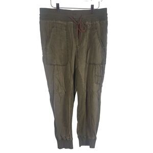 Anthropologie Lounge Pants M Womens Green High Rise Cuffed Skinny Pull On